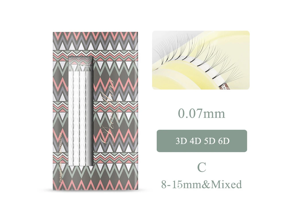Description Picture 3 of itemDeceMars Long Stem Pre Made Eyelash Extension 3d/4d/5d/6d Lashes 16lines