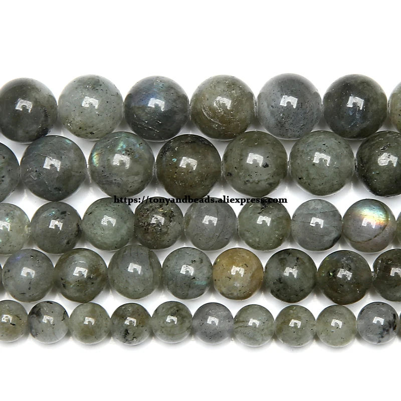 Perles Rondes en Pierre Naturelle de Qualité B, Matériel de Chine, Labrumen Bleu Brcorporelle Gris, 15 Pouces, Taille au Choix