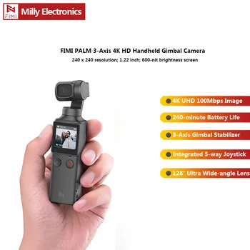 

FIMI PALM 3-Axis Handheld Gimbal Camera 4K HD Stabilizer 128° Super Wide Angle Anti shake Shoot Smart Track Built-in Bluetooth