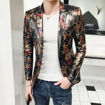 

2020 Autumn Slim Fit Party Blazers High Quality Floral Blazers Mens Baroque Veste Costume Homme Americana Hombre M-5XL
