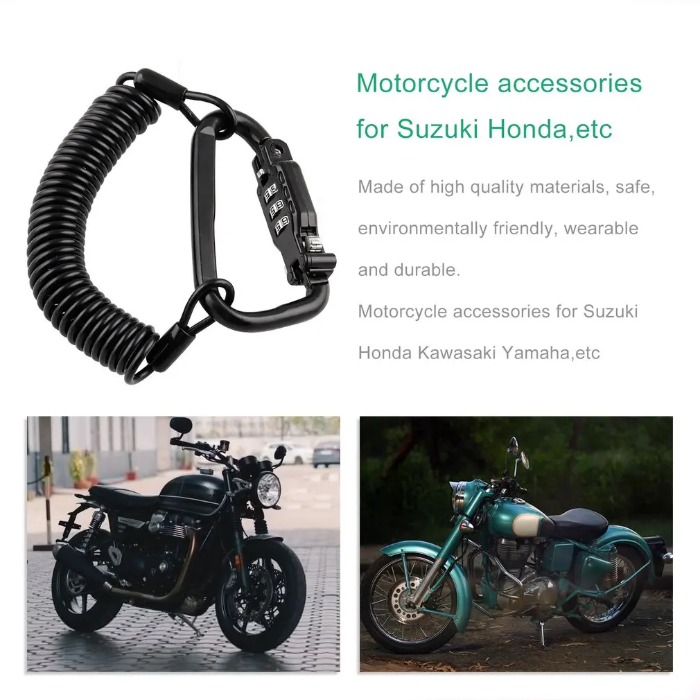 Motorcycle Helmet Password Lock Telescopic Spring Password Rope Lock