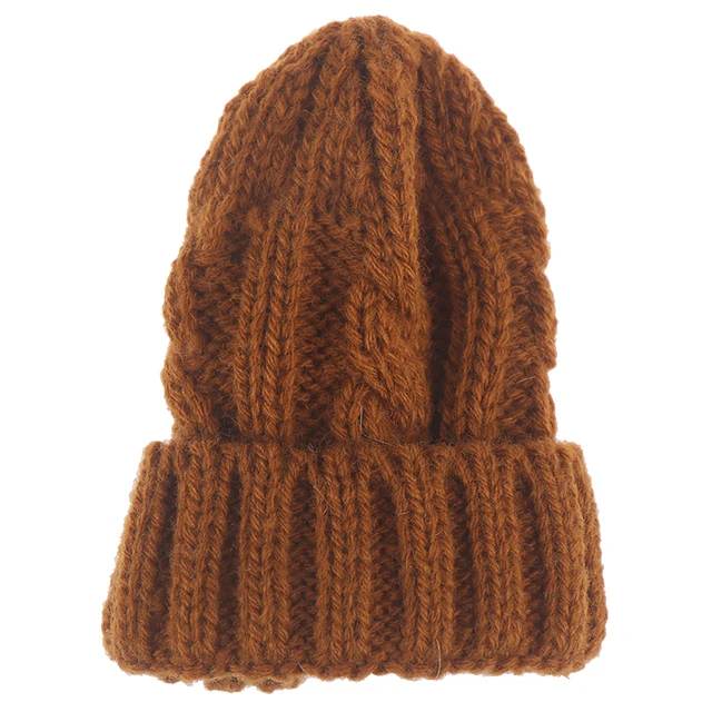 1/2/10pcs Random Knitted Hat Cute Doll Cap Fashion Colourful Headwear Accessories Mini Decorative Christmas Hat Scarf Towel Brown