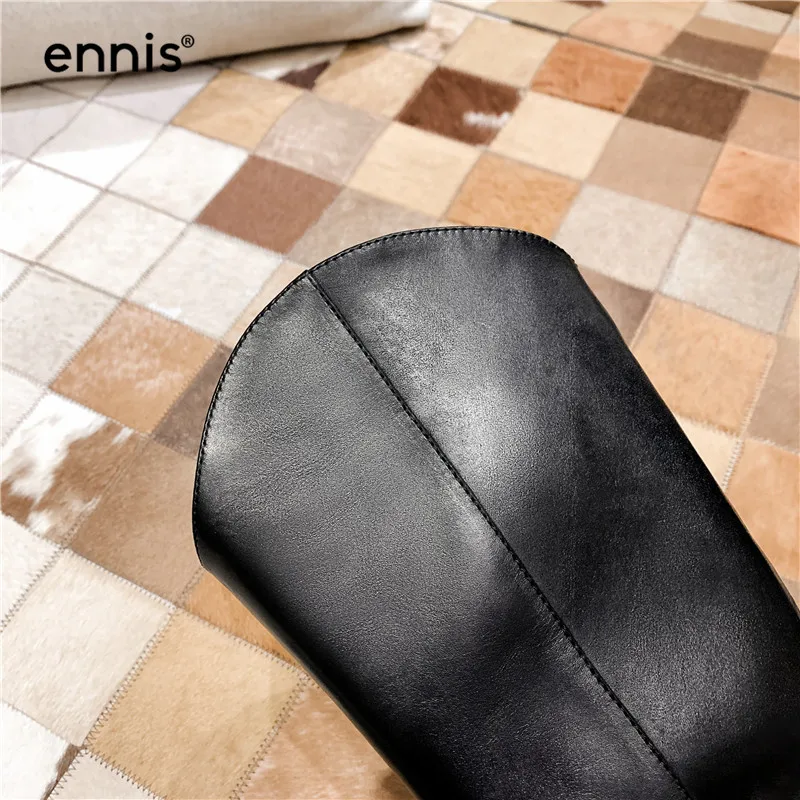 Bottes Ennis Marque Femmes High Knee En Cuir Véritable Hiver Hiver