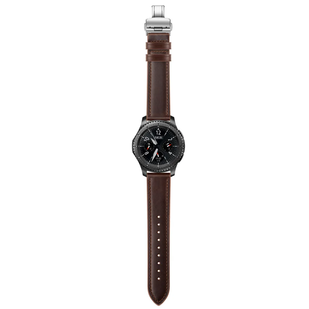22 мм кожаный ремешок для часов Apple Watch Series 1/2 ремешок для samsung gear S3 Серебряная Бабочка Пряжка Correa de reloj# G1