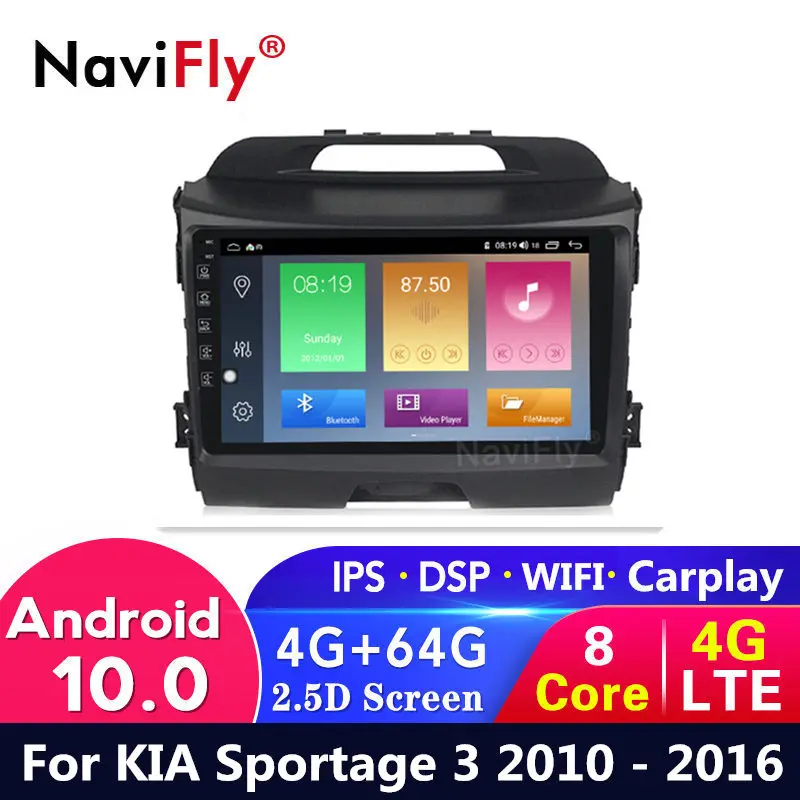 4G LTE Android 10 64G для KIA Sportage 3 2010 2011 2012 2013 2014 2015 2016 автомобильный dvd GPS навигация Радио