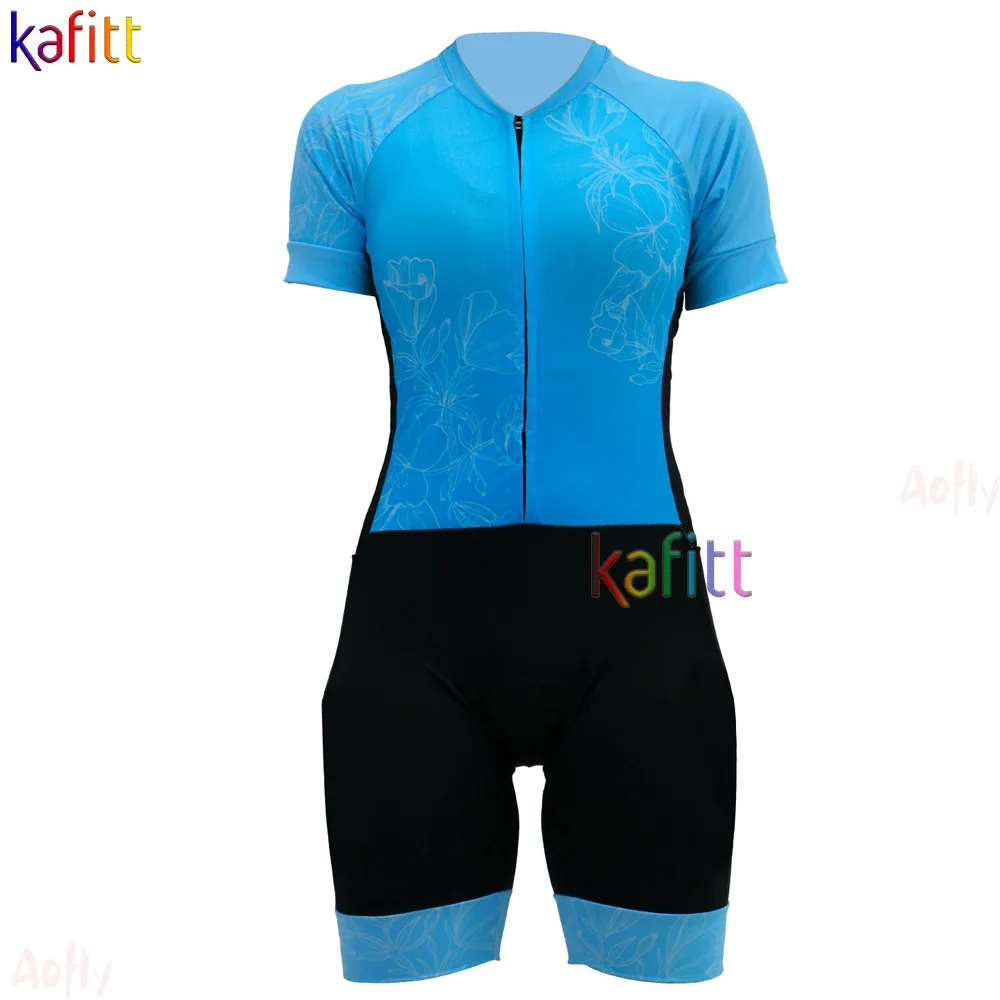 

Kafitt Women's Clothing Monkey Short Set Elegant Tight Overalls Blue Bicycle Clothing To Brazil Summer Triathlon