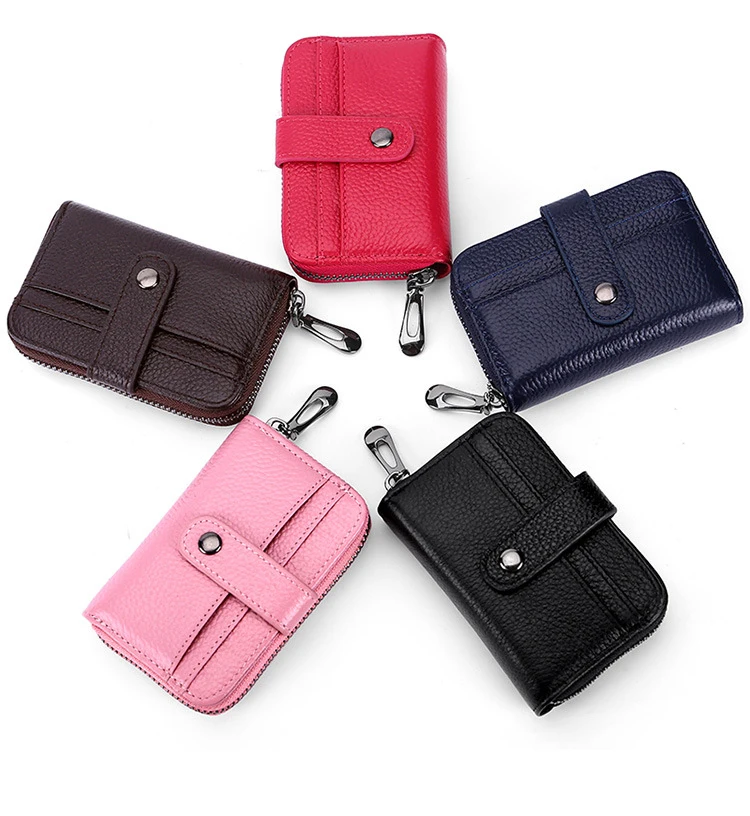 New Unisex Credit Card Holder Leather Women Men Small Mini Hasp Clutch ID Credit Card Business Coin Money Holder Bag