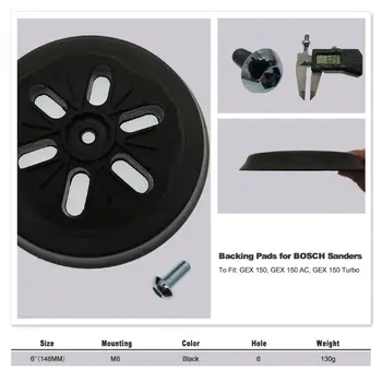 

6" 6 Hole Sanding Pad Sander Backing Pad for Hook Loop Polishing Discs Grinder