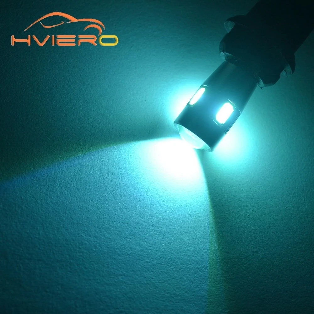 Hviero 2Pcs T10 W5W Interior Xenon White blue red LED CANBUS 6SMD 5630 Lens Projector Solid Aluminum Bulbs Side Marker Parking Light