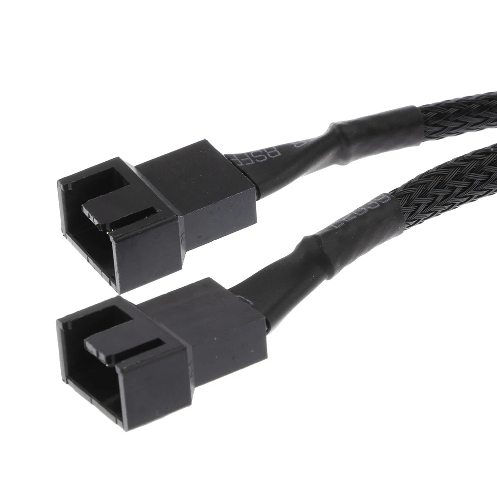 15cm 4 pin Y Splitter Computer PC Fan Power Cable 1 to 2 Wire Black Sleeved