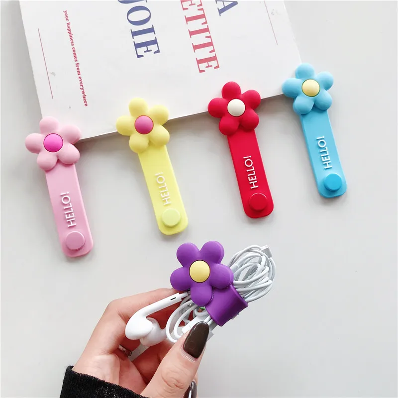 

Cute Flower Cable Winder For Mobile Phone USB Charging Data line Earphone Winder Cartoon Cable Organizer Winder Protector Cord