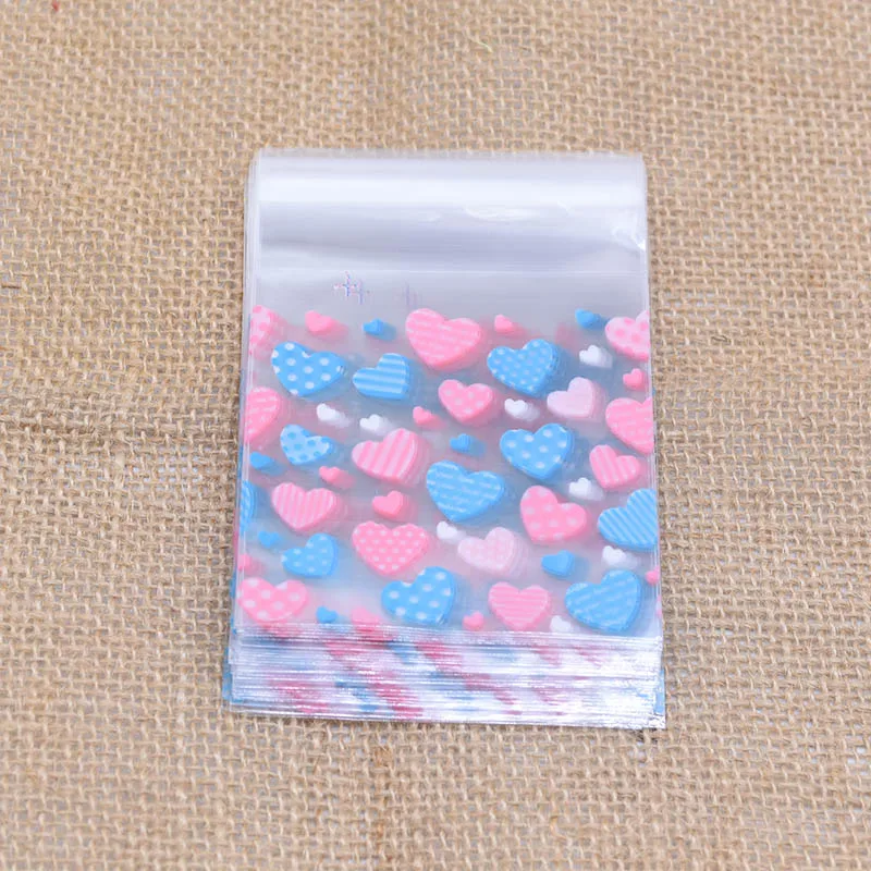 Bolsa de plástico transparente con forma de corazón para dulces, embalaje de galletas, OPP, para boda, fiesta de cumpleaños, bricolaje, 50/100 piezas