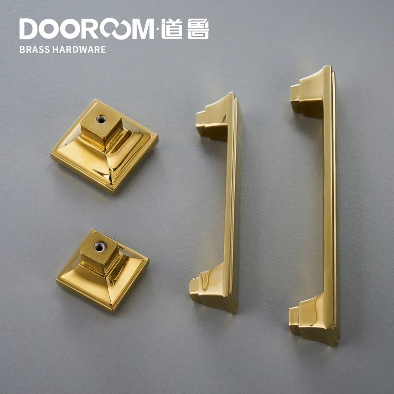 Латунные мебельные ручки Dooroom современные американские блестящие золотые PVD для