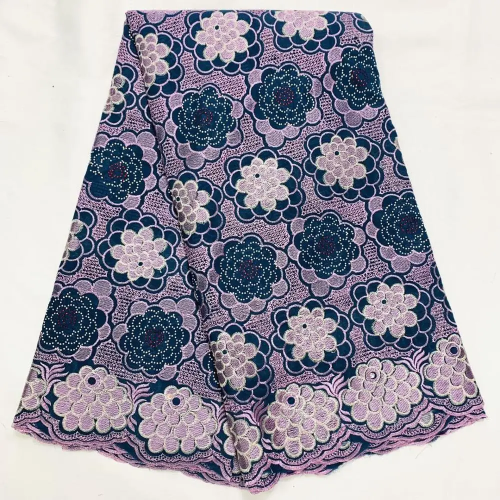 Фиолетовая Африканская Хлопковая кружевная ткань 2020 Высокое качество Кружева