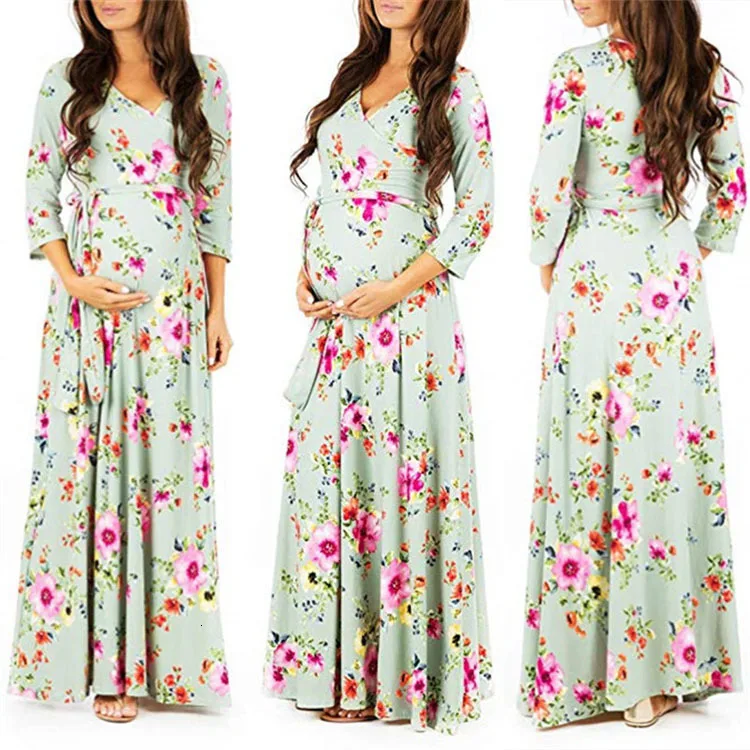 Benemaker осенние длинные платья для беременных женщин платье для беременных с v-образным вырезом одежда с длинными рукавами для беременных женщин YC001