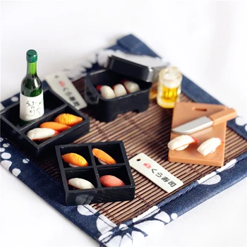 

1:12 Miniature Picnic Lunch Box Japanese Style Sushi Box Cooking Utensil Toys for Dollhouse Kitchen Accessories