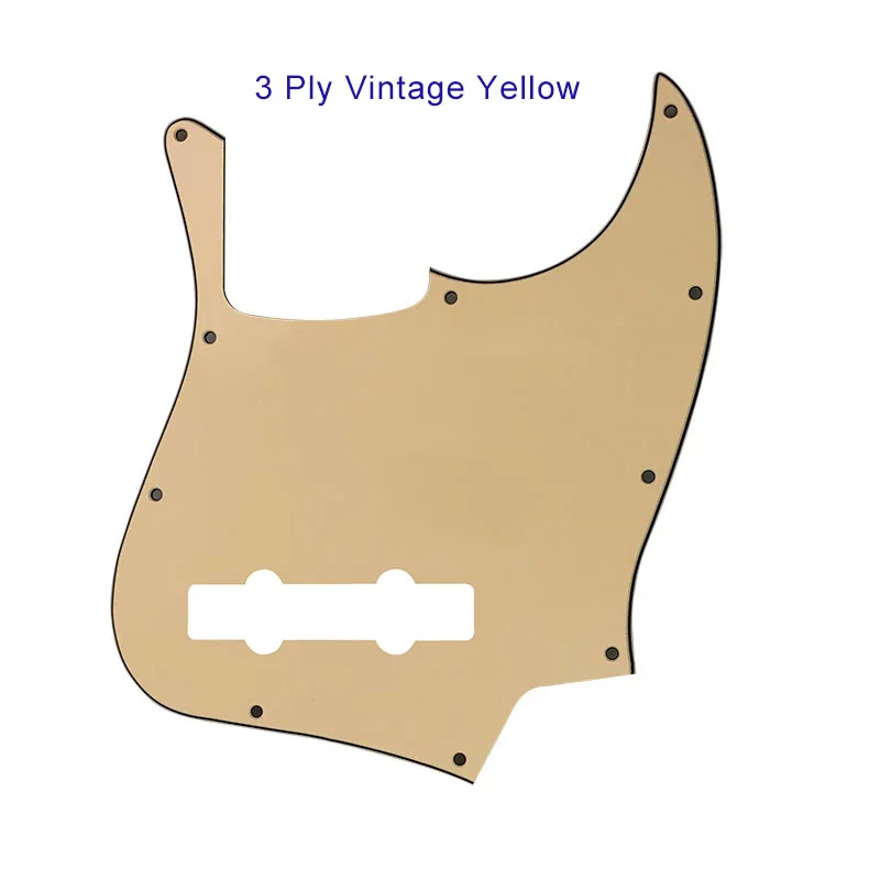 Pleroo заказное качество Pickguard-для США 10 отверстий 5 струн джазовый бас-гитара с царапинами - Цвет: 3Ply Vintage Yellow