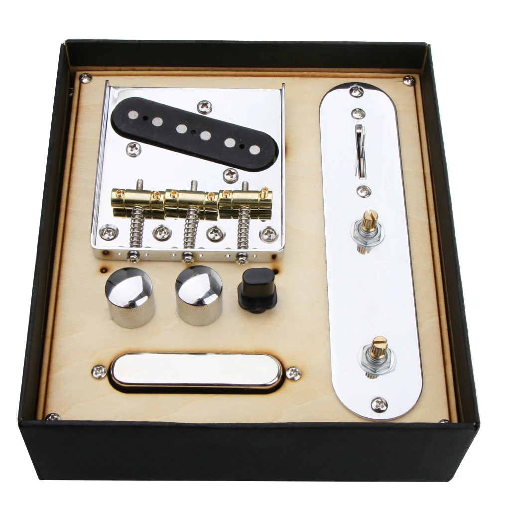 US $31.69 Chrome Telecaster Bridge Loaded 3 Saddle Bridge w Pickup Assembly Iron Line Plate Set for TL Guitar Instrument Parts Accessory