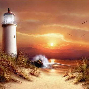 

5D DIY Diamond Painting Full Square Lighthouse Diamond Embroidery Mosaic Landscape Seaside Decorations Home Decor Gift