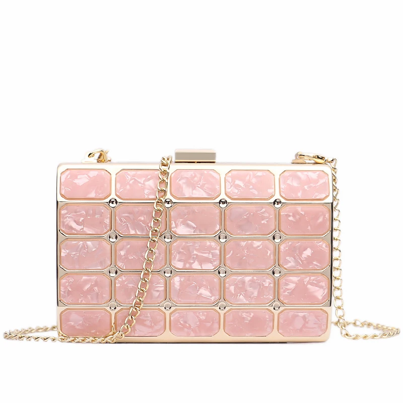pink Женская сумка, Модный женский клатч,, Новая высококачественная мраморная сплайсинговая цепь, маленькая квадратная сумка, диагональная упаковка bolso mujer - Цвет: pink
