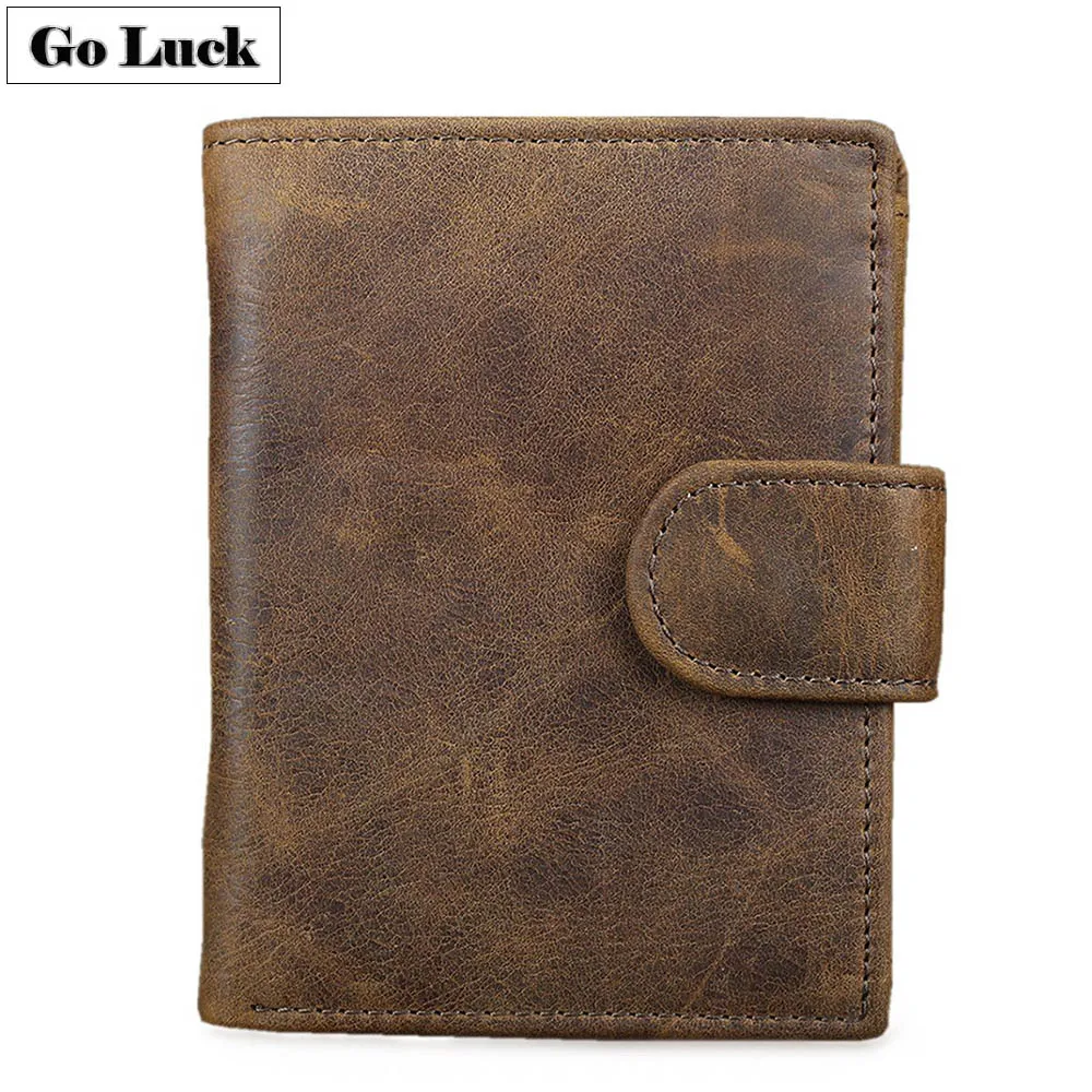 

Genuine Leather RFID Pocket Wallet Men's Hasp Credit ID Cardholder Cardcase Wallets Male Coin Bag Cash Purse