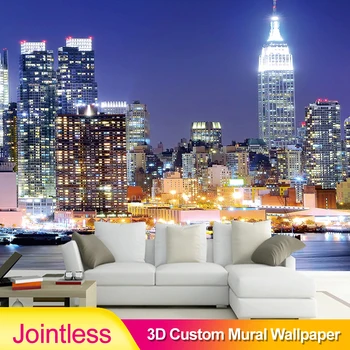 

Jointless 3D Custom Wallpaper Modern New York City Night View Living Room TV Background Wall Decor Mural Wall Papers Home Decor