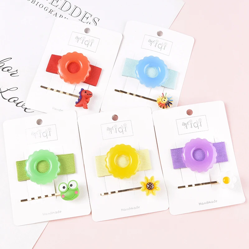 M MISM 2pcs/set Korean Candy Color Round Flower Dog Hairpins BB Clip for Girls Kid Women Hair Barrettes Accessories | Аксессуары для