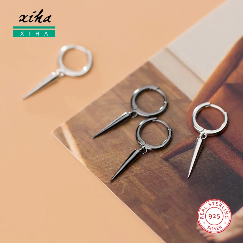 

Black Spike Charm Pendant Round Circle Small Hoop Earrings for Women Teen Men Boy Fashion Korean Kpop Jewelry Accessories 2020
