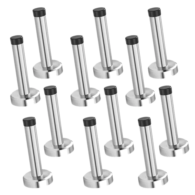 

Stainless Steel Door Stopper with Sound Dampening Rubber Bumper,Wall Mount Door Stop, Contemporary Safety Door Holder with Hardw