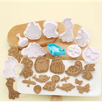 

Eastter Halloween Christmas Cookie Cutters Set 3D Car Animal Flower Cookie Mold Plastic Pressing Baking Mold Stamp Pastry Tools