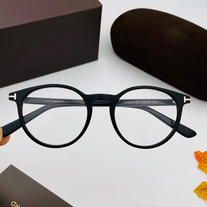 Tom for Optical Eyeglasses Frames Forde Fashion Round Acetate Women Men Reading Myopia Prescription TF5524 EyeGlasses With Case