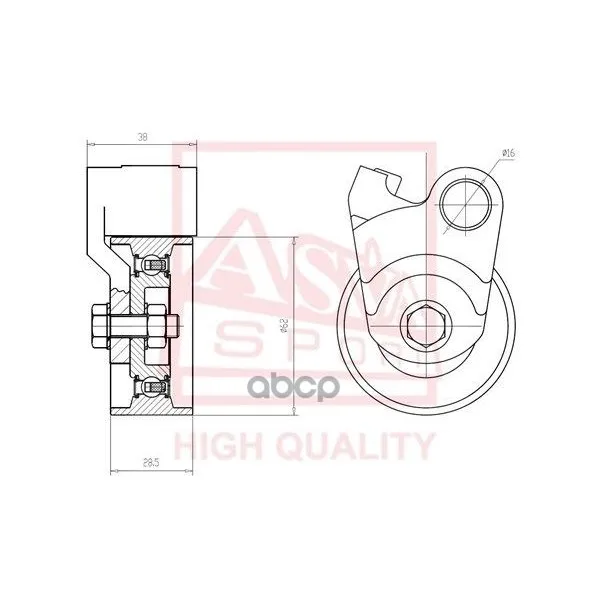 Ролик Натяжной Ремня Грм Land Cruiser Prado 120 Grj12#/Kdj12#/Rzj12#/Trj12#/Vzj12# 2002-2009 ASVA арт. TYBP042