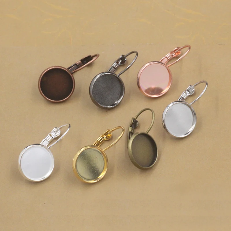 

10pcs/lot 16mm Classic Color Series French Lever Back Earrings Base fit 16 MM glass cabochons buttons earring bezels
