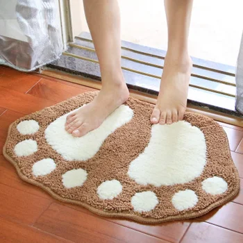 

Household Door Mats Plush Carpet Soft Cute Big Feet Bathroom Kitchen Absorbent Quick-Drying Mats Skin Soft Mat