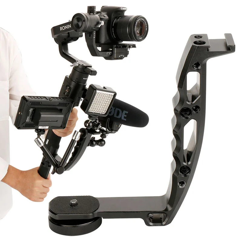 

L-Shaped Metal Hand-Held Camera Handle Zhiyun Feiyu DJI Mobile Phone Stabilizer External Microphone Cold Shoe Holder