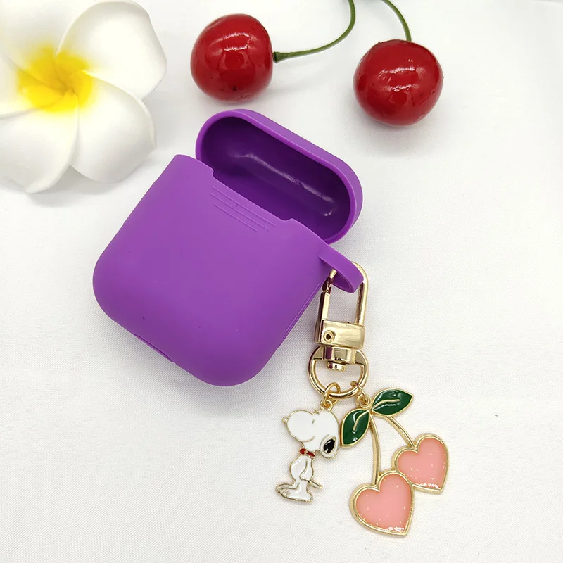 Purple Милая вишневая собака космический астронавт Подвеска для Apple Airpods чехол Аксессуары Bluetooth силиконовый чехол для наушников s Чехол для наушников - Цвет: Purple
