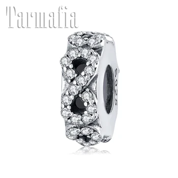 

925 Sterling Silver Infinite symbol CZ Stopper Spacer Beads Charm Fit Original European Charm Bracelet Fine Jewelry making