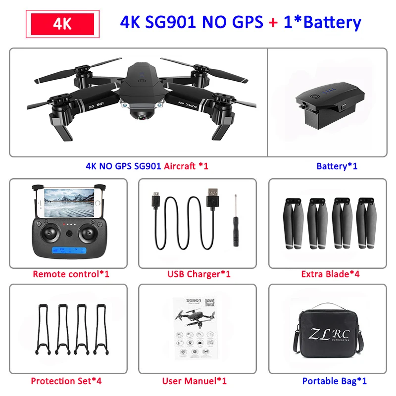 SG901 4K 1B BAG SG907 gps Дрон с камерой 4K 5G Wifi RC Квадрокоптер оптический поток складной мини Дрон 1080P HD камера Дрон VS E520S E58 XS812 - Цвет: SG901 4K 1B BAG