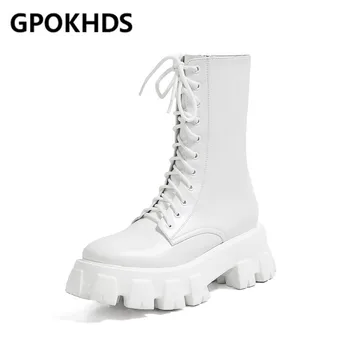 

GPOKHDS 2021 women ankle boots soft Cow leather winter short plush zippers round toe high heels equestrian boots party dress