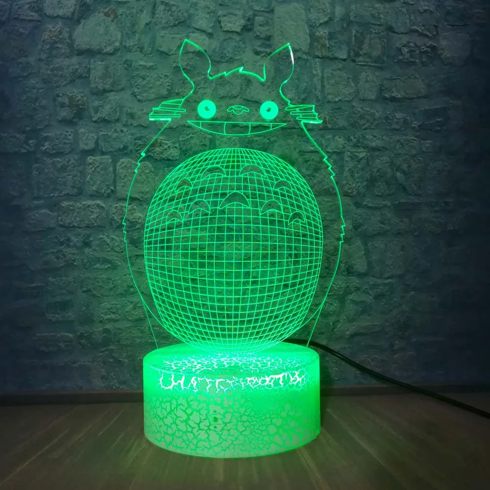 Каваи мультфильм Тоторо лампа перезаряжаемая настольная 3D Led прикроватный