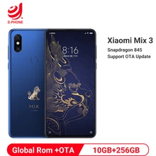 금지 된 도시 글로벌 rom xiaomi 믹스 3 mix3 10 gb ram 256 gb rom 휴대 전화 s845 octa core 24mp 카메라 6.39 "무선 충전(Hong Kong,China)