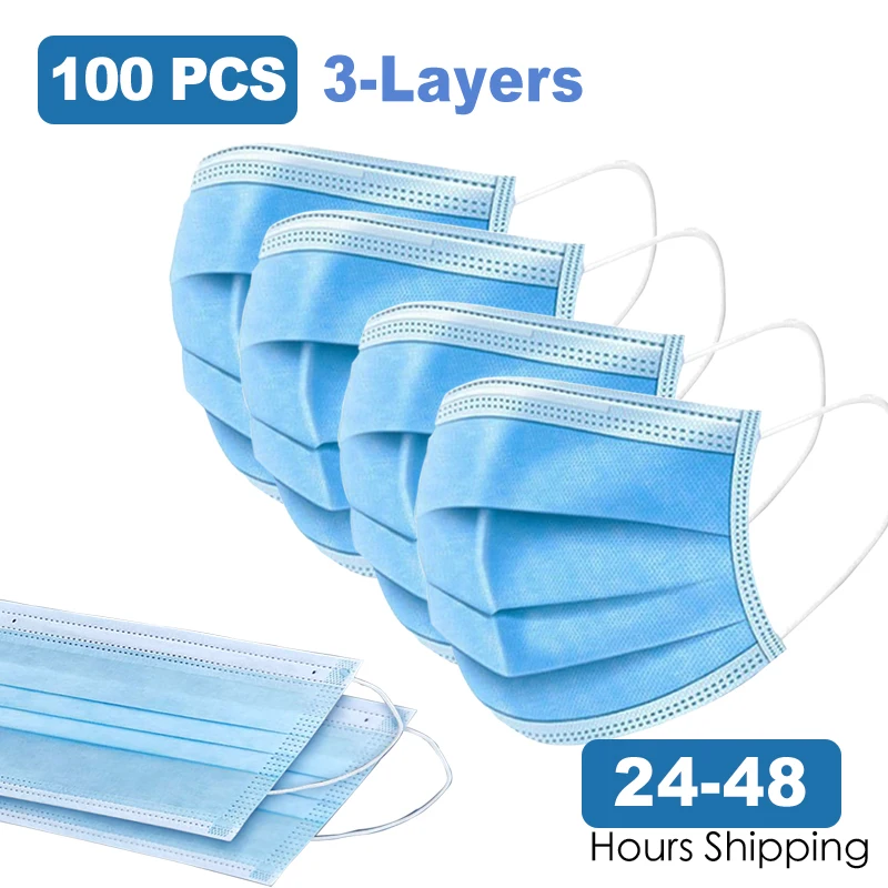

50 Pcs 3 Layer Disposable Mask Anti Dust Mouth-muffle Face Masks Men Women Anti Fog Face Mouth Masks Breathable Mouth Cover