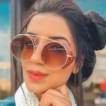 Солнцезащитные очки женские роскошные круглые стимпанк мужские очки Модные Винтажные градиентные черные женские солнечные очки оттенков для женщин