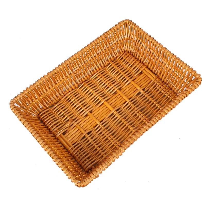 Wicker System Willow Weaving Rattan Rectangular Weaving Fruit Bread Vegetables Display Breadbasket Weaving Storage Basket