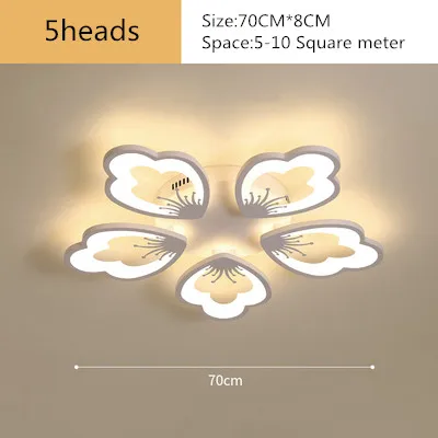 5 heads D70xH8cm Светодиодный потолочный светильник в форме сердца лотоса, современный простой пост-современный светильник для гостиной, спальни, столовой, кабинета - Цвет корпуса: 5 heads D70xH8cm