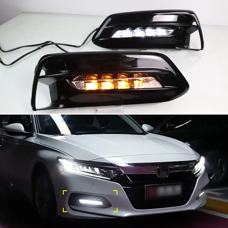 Светодиодные дневные ходовые огни DRL для Honda Accord 10th 2018 2019 с указателем поворота +