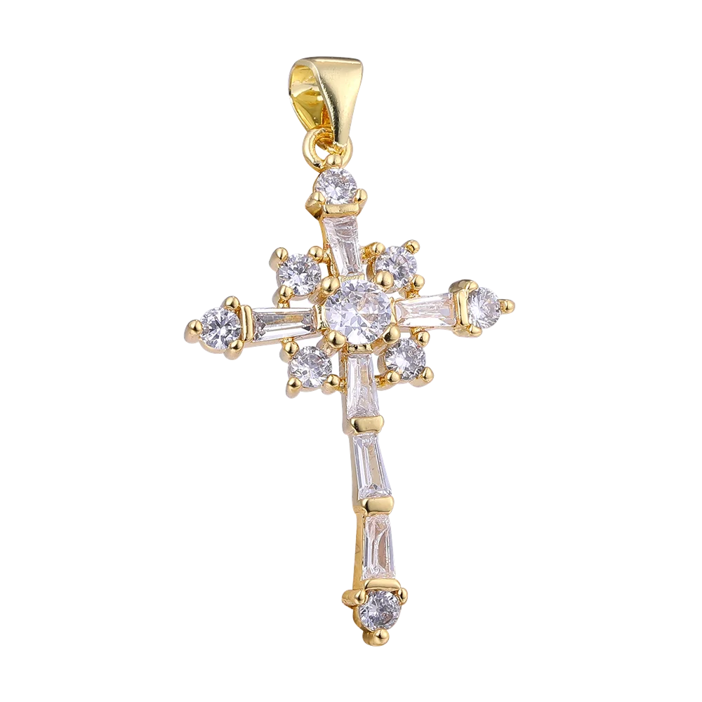 Juya DIY 18K Echtgold vergoldet Großhandel Christian Kreuz Charms für handgemachte Weihnachten religiöse Rosenkranz Anhänger Schmuckherstellung – Detail 10