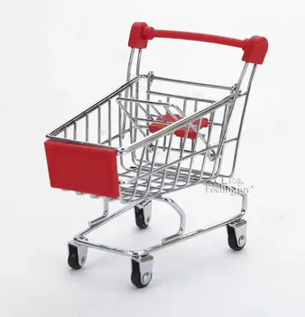 Red-A 1/12 масштаб миниатюрный Моделирование супермаркет металлические игрушечная тележка Модель Кукольный домик аксессуары для кукол - Цвет: Red-A