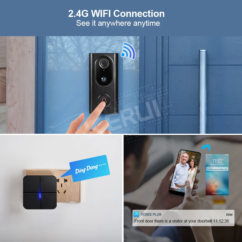 KERUI L16 беспроводной видео дверной звонок Домашний домофон wifi умный 960P камера