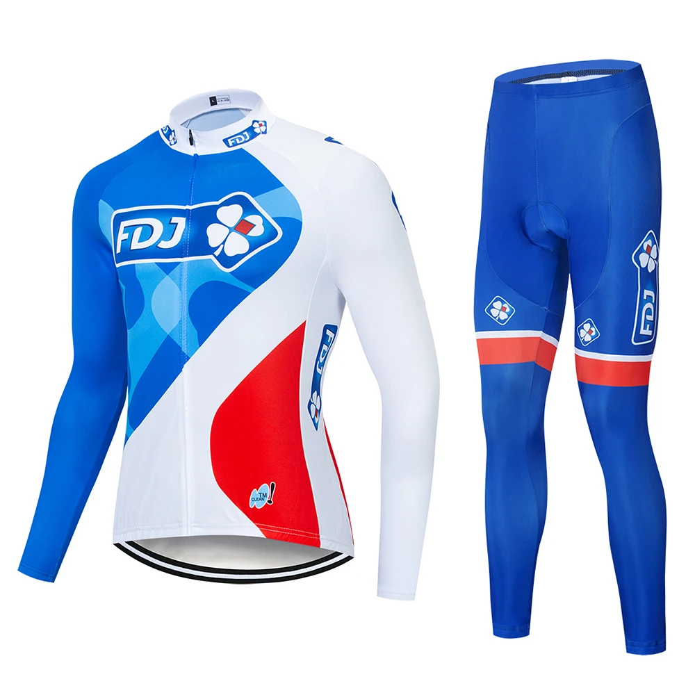 Pro Team FDJ Велоспорт Джерси 19D Bib набор MTB Форма велосипед одежда быстросохнущая велосипедная одежда мужская длинная Майо - Цвет: Cycling suit